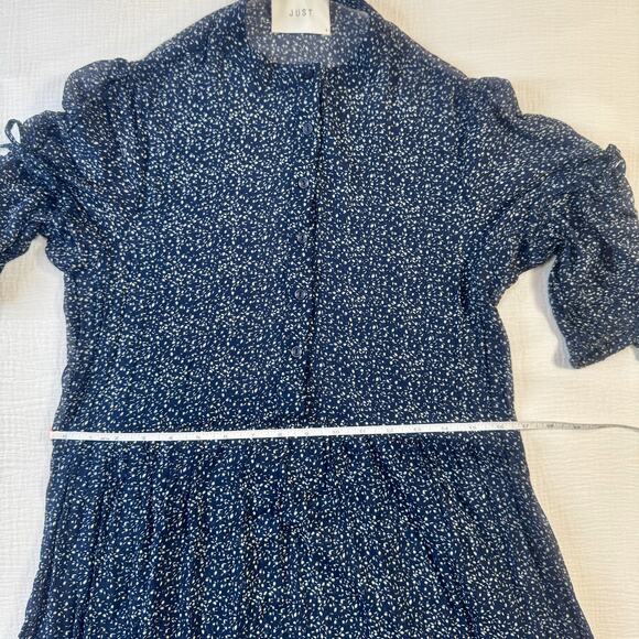 JUST Female Zoe Midi Dress Navy Floral Women's Small Peasant Scandi Boho Indie - Picture 10 of 16